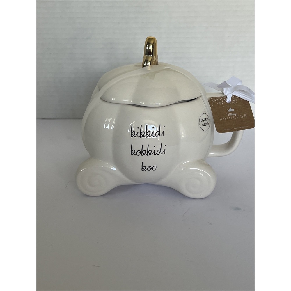 Rae Dunn Disney Cinderella Carriage "bibbidi, bobbidi, boo" Ceramic Covered Mug